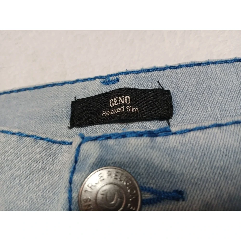 NWT True Religion Geno Relaxed Slim Jeans Men's 36x32 Light Endless Wash Flap